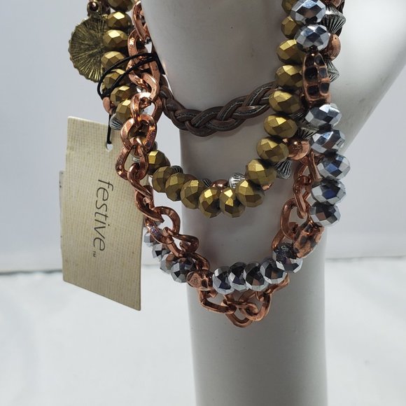 Buckle tricolor wrap bracelet or can be a necklace - Picture 4 of 14